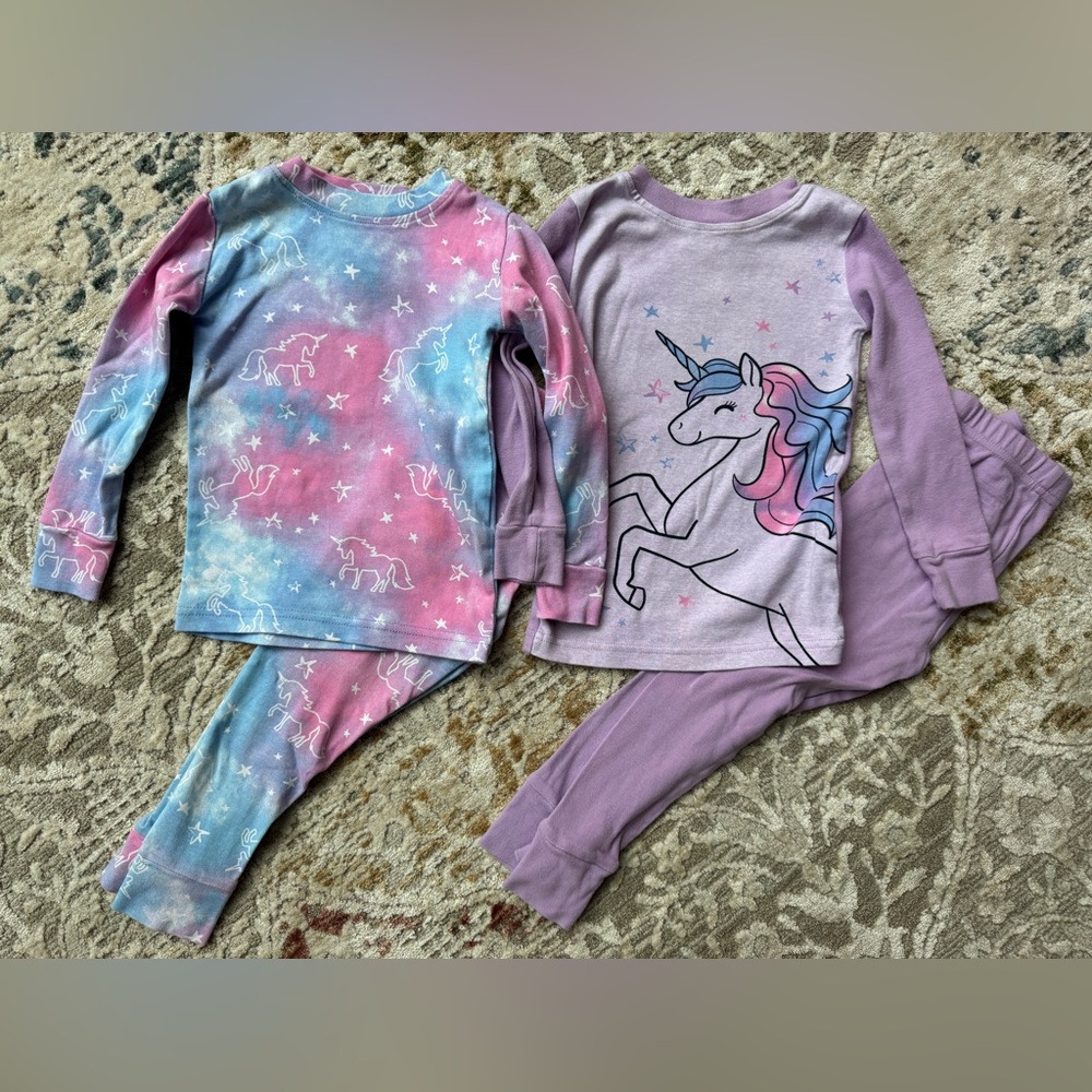 Kirkland Girls Long Sleeve Pajama PJ Set, Set of 2, Organic Cotton ~ 3T